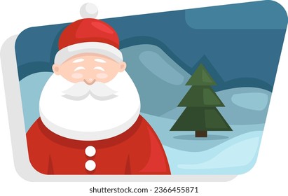 Santa Claus on snow, illustration, vector on a white background.