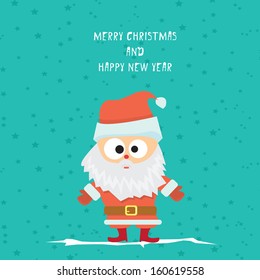 Santa claus on stars sky background. Vector illustration for christmas card.