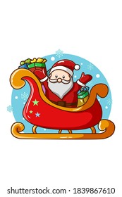 Papá Noel en el tren con algunos regalos