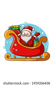Santa Claus on the train with some gifts
