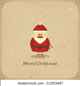 Santa Claus on vintage background, Merry Christmas postcard in Retro style - vector illustration