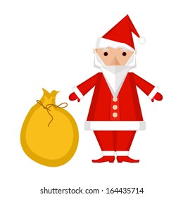 Santa Claus on white background. Vector illustration for christmas card. 