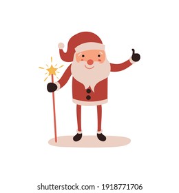 Santa claus on white background. Vector illustration for retro christmas card.