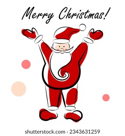 Santa claus on a white background. Merry Christmas! Vector illustration in doodle style. Blots.