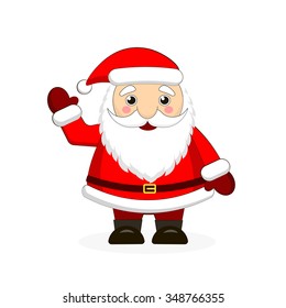Santa claus on white background. Vector illustration for retro christmas card.