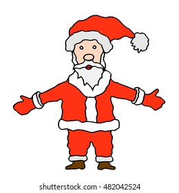 Santa claus on white background. Vector illustration for retro christmas card.
