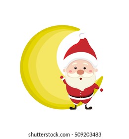 Santa claus on white background. Vector illustration for retro christmas card.