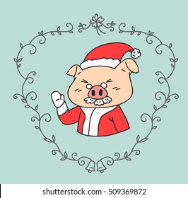 Santa claus on white background. Vector illustration for retro christmas card.