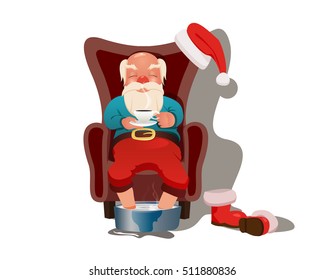 Santa claus on white background. Vector illustration for retro christmas card.