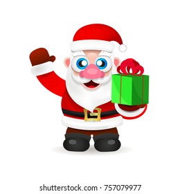 Santa claus on white background. Vector illustration for retro christmas card.