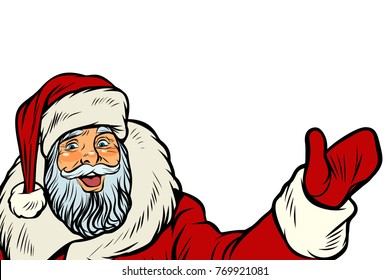 Santa Claus on white background. Pop art retro vector illustration