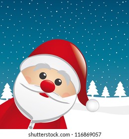 santa claus on winter landscape background