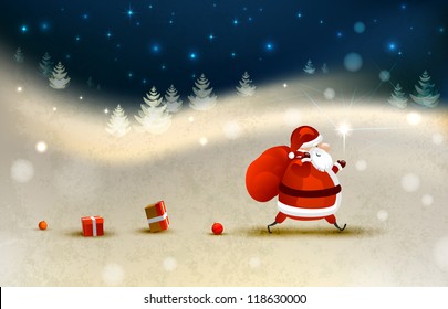 Santa Claus on the Winter landscape