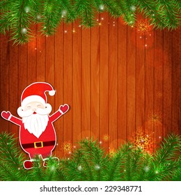 Santa Claus on wooden background