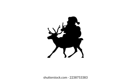 Santa Claus with one deer silhouette high quality vector