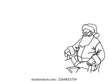 Dibujo de una línea de Santa Claus, ilustración vectorial.