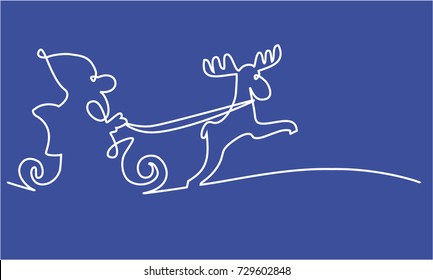 Santa Claus one line drawing
