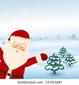 Santa Claus with open arm, vector