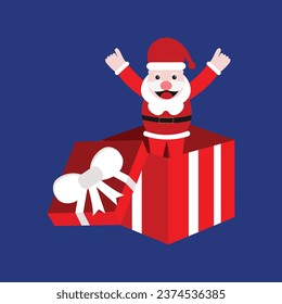 Santa Claus and open gift box. Christmas celebration