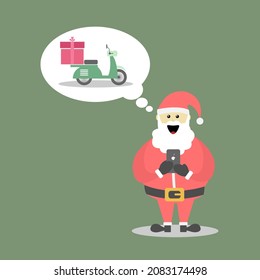 Santa Claus is ordering an online delivery courier to deliver gifts