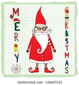 Santa Claus with original typography Christmas card