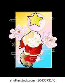 santa claus with ornament flower vector illustration design