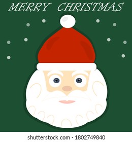 Santa claus ornament with snow. Happy New Year greeting card. Vector Illustration.