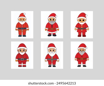 Santa Claus Outfit Vector Illustration set. Festive Santa Claus outfit vector illustration perfect for Christmas designs and print.