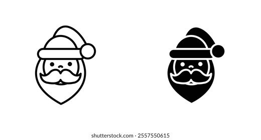 Santa Claus outlined and solid icon vector collection.