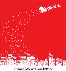 Santa Claus over the city