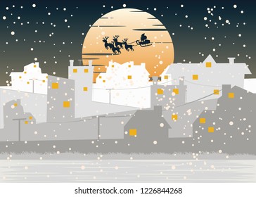Santa Claus over the city vector illustration 