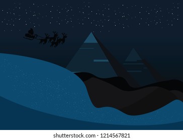 santa claus over desert vector illustration 