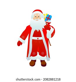Santa Claus over White. Vector Illustration of Merry Christmas Holiday.