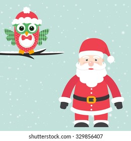 santa claus and owl