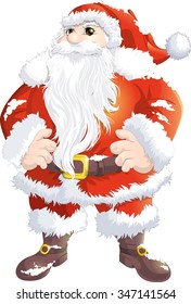 Santa Claus painted in the background, with snow