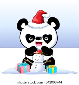 Santa Claus Panda Cartoon vector 10