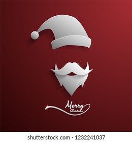 santa claus paper cut style on red background,christmas ,happy new year.