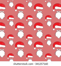 Santa Claus pattern or background. Gift wrap Greeting Card. Vector flat design 