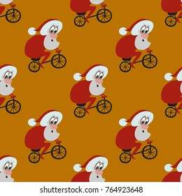 Santa Claus  pattern, bike, vector illustration 