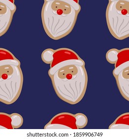 Santa Claus pattern on a blue background