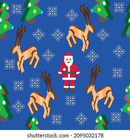santa claus pattern with reindeer
