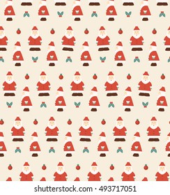 Santa Claus Pattern - Side and Front view of Santa Claus - Christmas Wrapping Paper Pattern Design