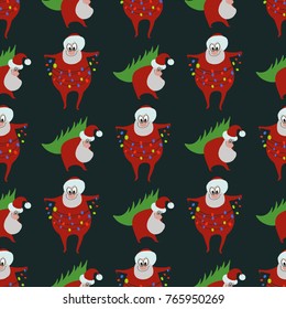Santa Claus, pattern, vector illustration