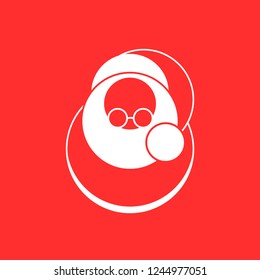 Santa Claus performed in flat style vector logo red-white color