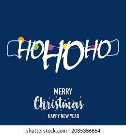 Santa Claus phrase ho ho with Simple Christmas Element Flat Design Vector Illustration High-Res Vector Graphic with Merry Christmas and Happy new year wish. 