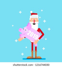 santa claus and pig symbol of the year