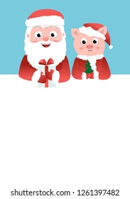 Santa Claus and a pig. Vector illustration with space for your text.