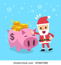 Santa claus with piggy bank