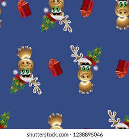 Santa Claus piglet seamless pattern