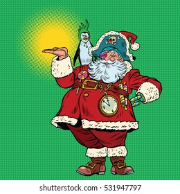 Santa Claus pirate and penguin presentation gesture